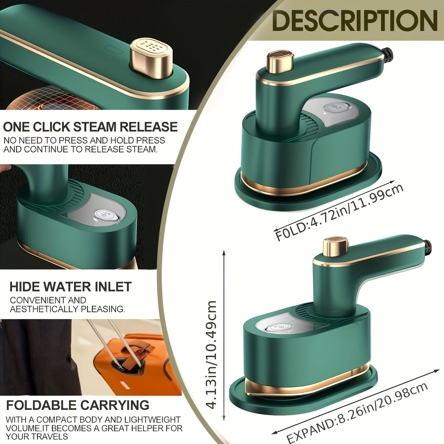 Upgraded Travel Iron 3-in-1 Mini Clothes Iron Portable