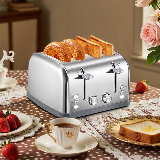 4-Slice Toaster with 7 Shade Settings by Reemix, Stainless Steel