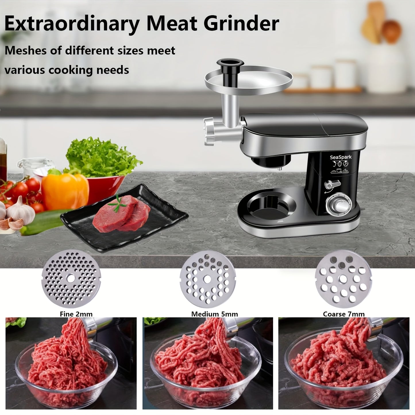 6-in-1 Electric Mixer with 6.3QT Bowl and Accessories