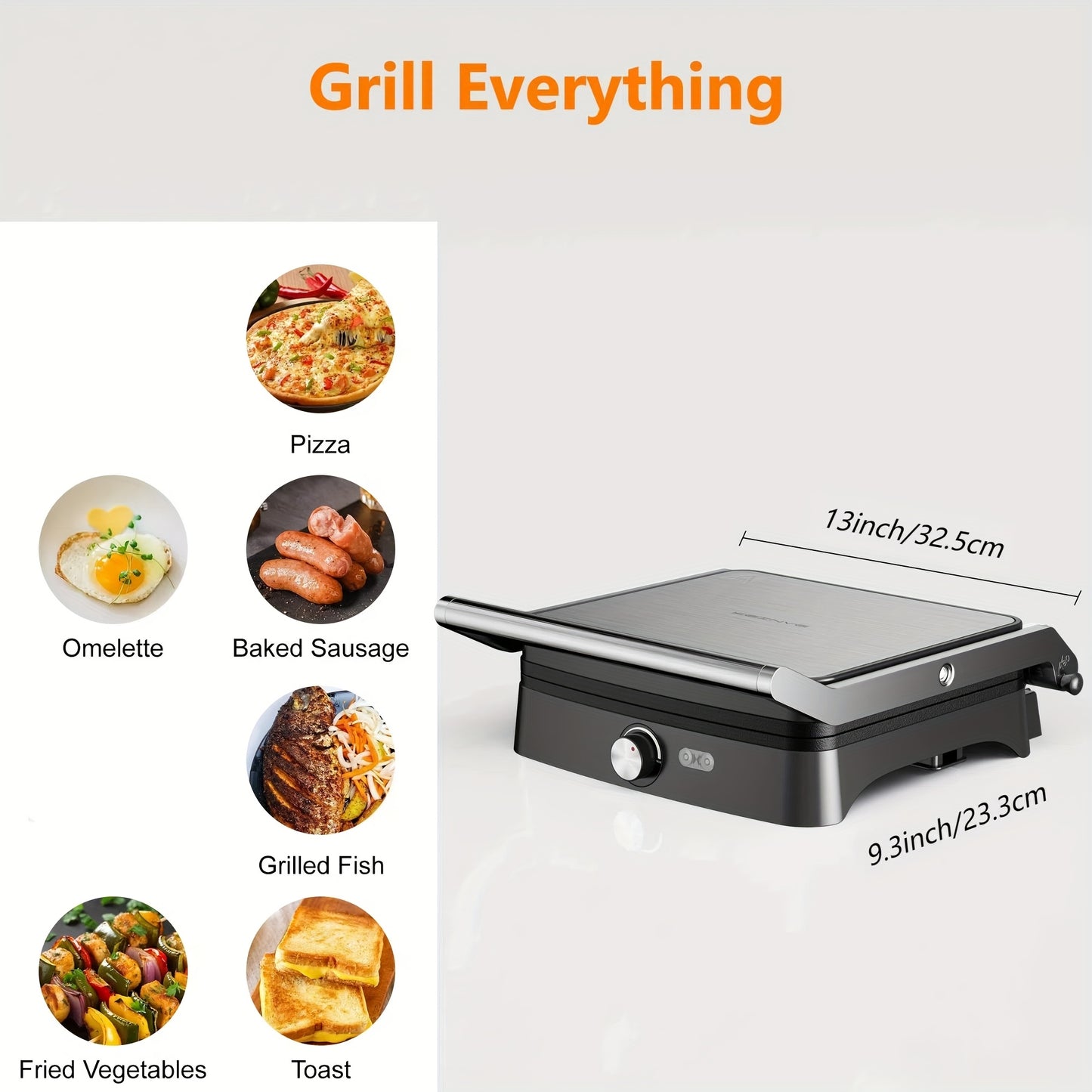 3-in-1 Panini Press - 4-Slice Grill Sandwich Maker