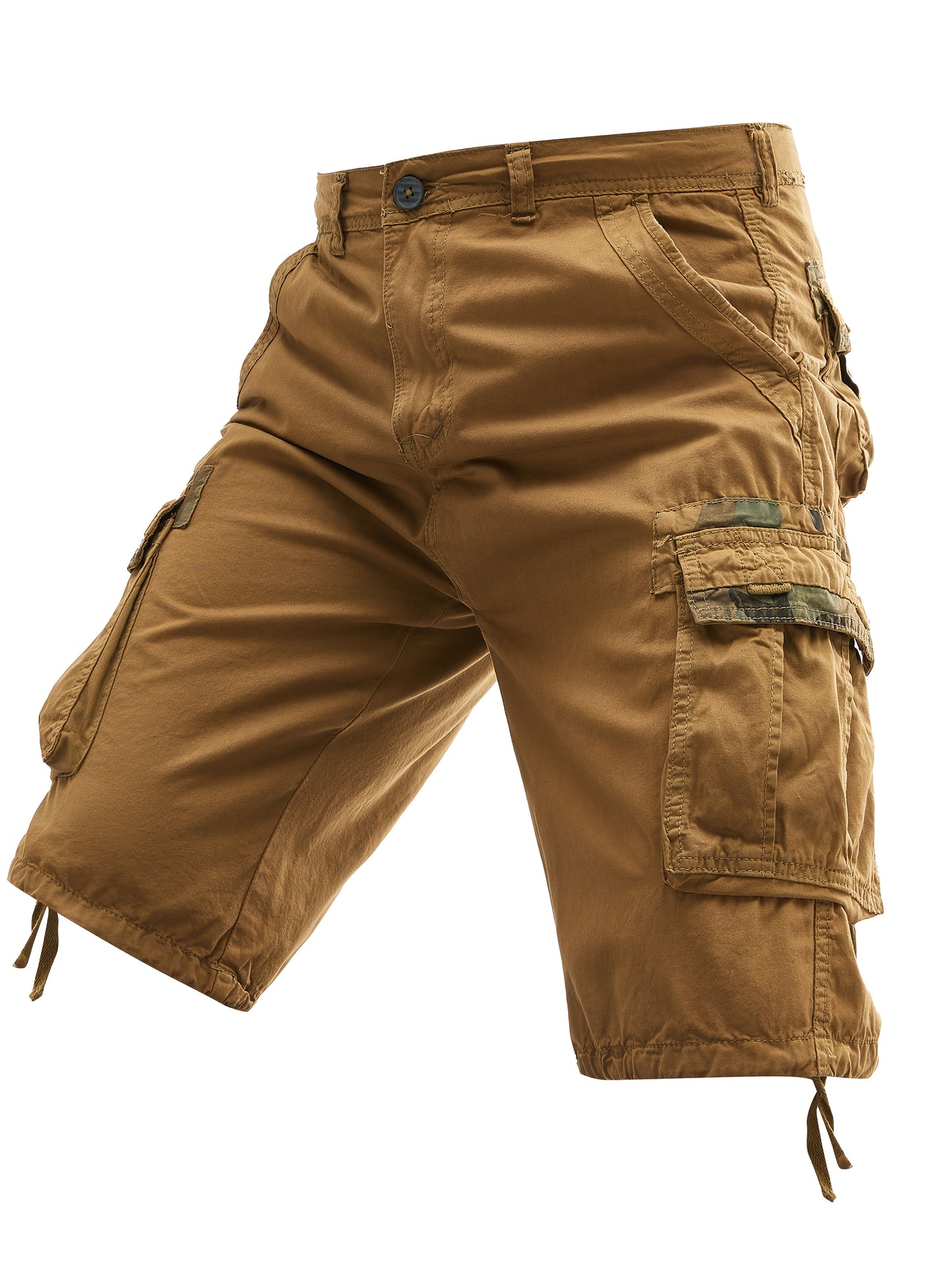 Men's Summer Cotton Cargo Shorts - Black Multi-Pocket Design