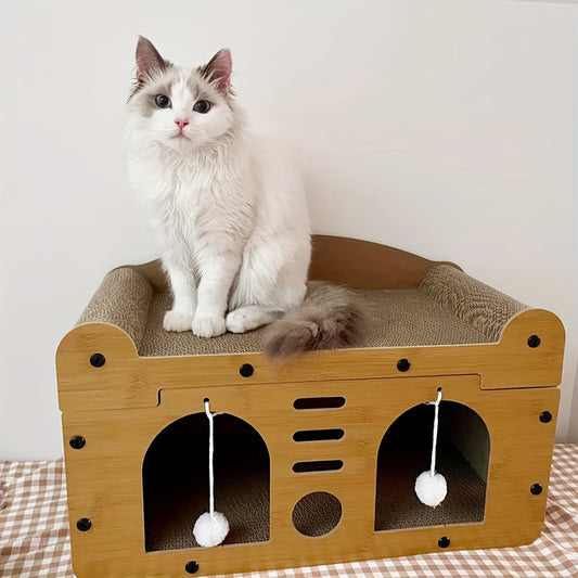 Spacious Wooden Cat Condo Multi-Feature Indoor Outdoor House