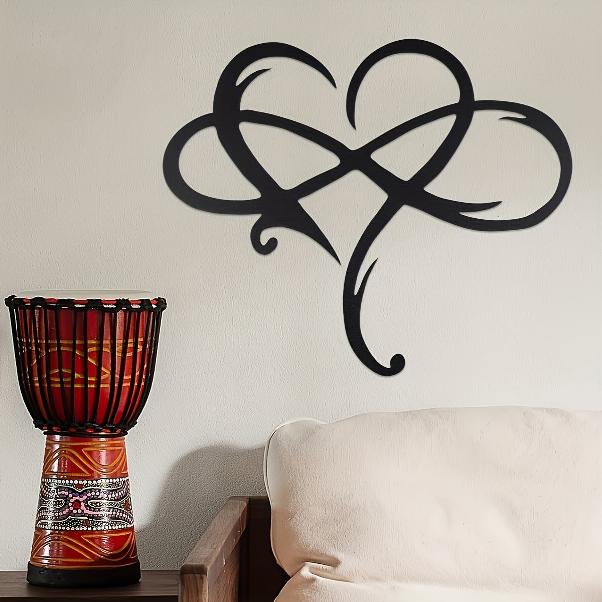 2D Flat Infinity Heart Metal Wall Decoration Art Eternal Love Infinite Heart-Shaped Wall Decor Love Logo Bedroom Ornament 15.8 Inches X 13.8 Inches