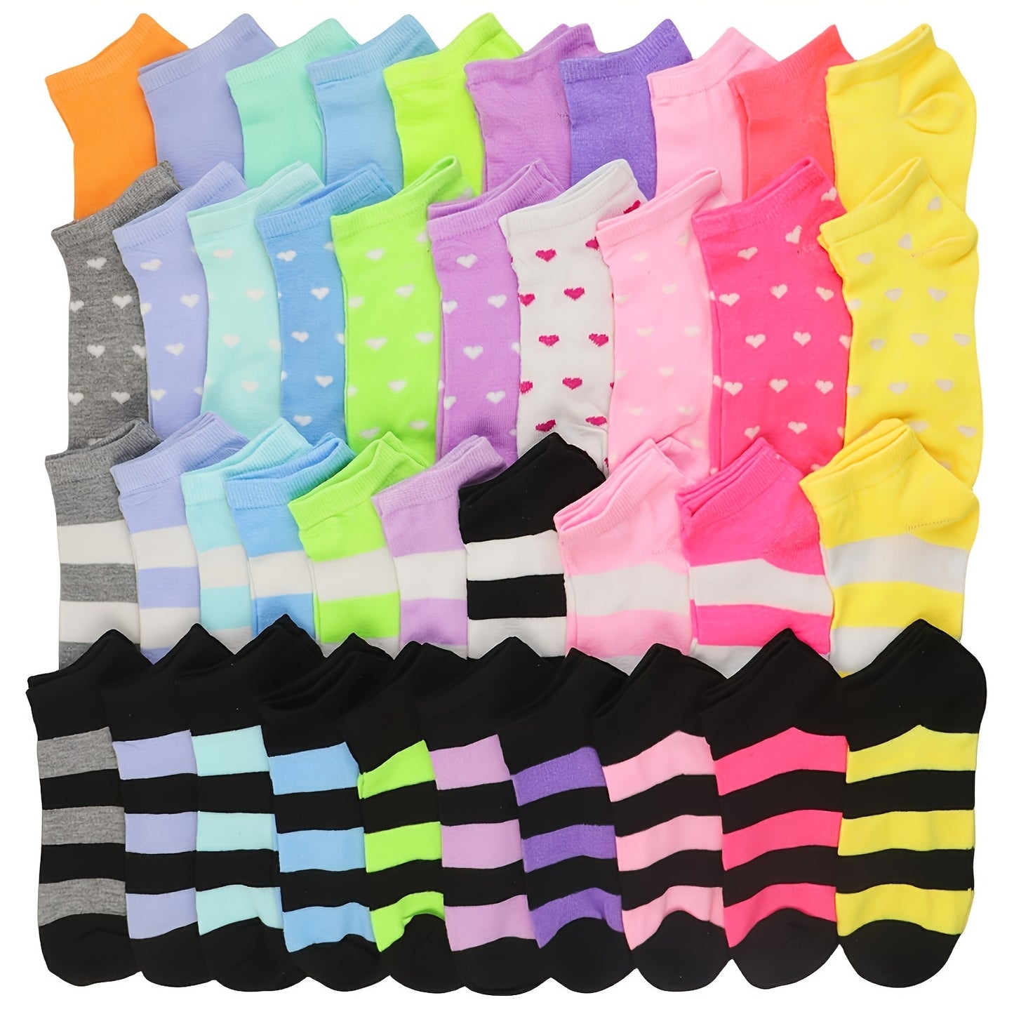 Candy Colored Socks 20 Pairs Casual Breathable Low-top Socks