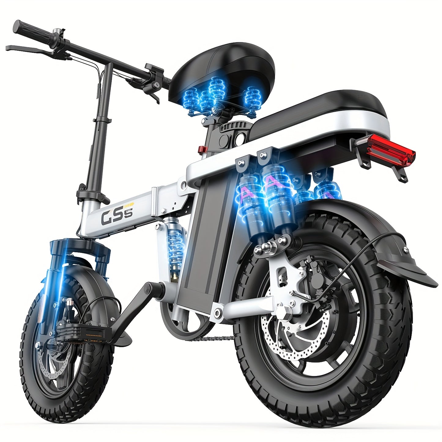 UPlee 740W Electric Bike For Adults 20MPH Full Shock Absorption Comfortable Riding 48V15Ah Max 32Miles Folding Ebike 14 Inch Tubeless Off Road Tire City Commuter Battery Optional