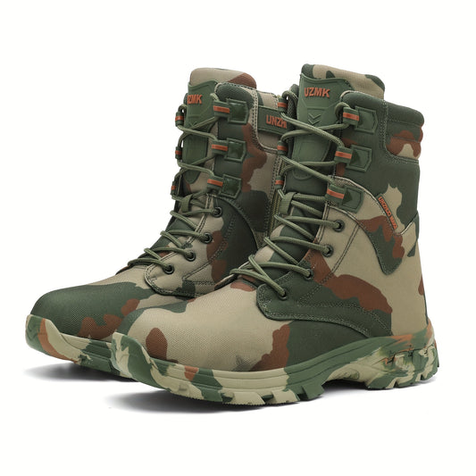 Men's Camo High-Top Hiking Boots - Stylish Durable Work Shoes