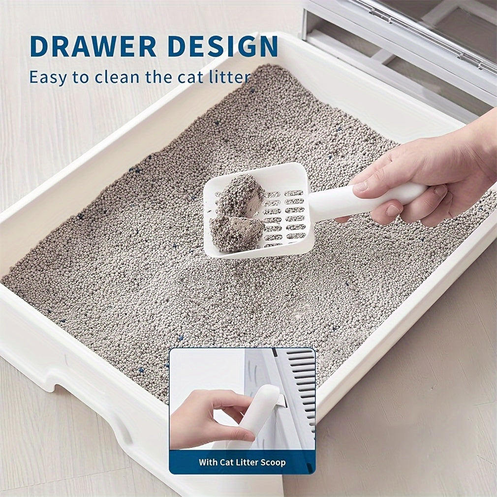 22lbs Odor-Control Litter Box with Tray and Scoop Grey Plastic