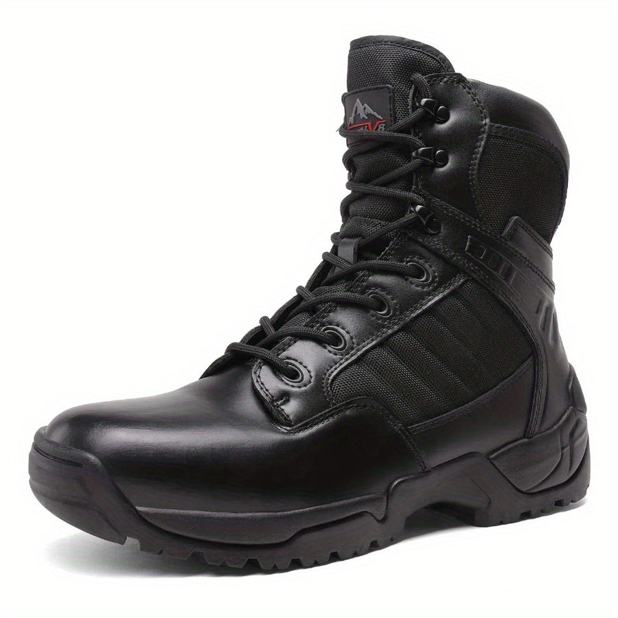 Men's Wide Tactical Work Boots Side Zipper Ankle Support