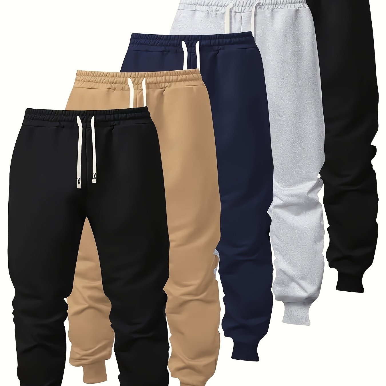 5pcs Boys' Stylish Cotton Blend Joggers with Pockets