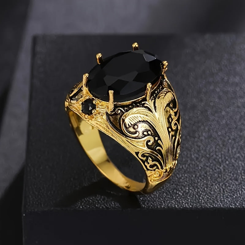 Retro Style Men's Ring, Copper Based Decor Ring for Him