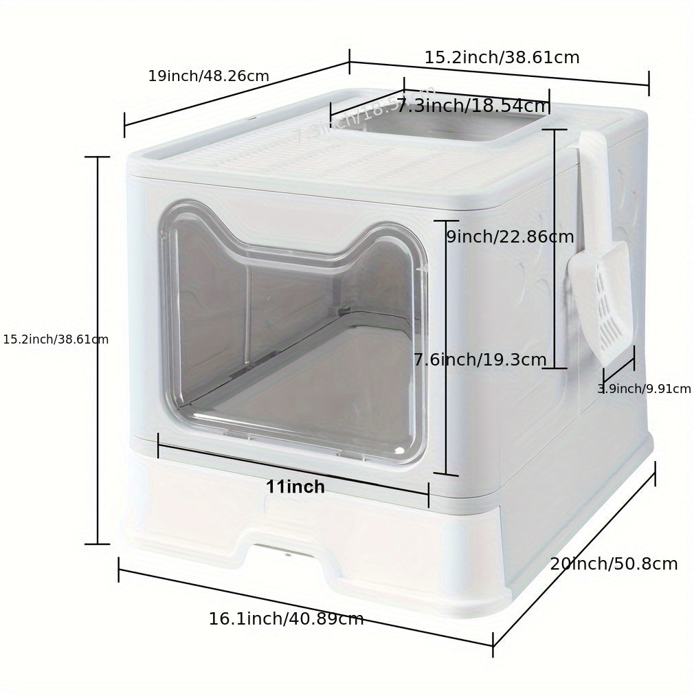 22lbs Odor-Control Litter Box with Tray and Scoop Grey Plastic