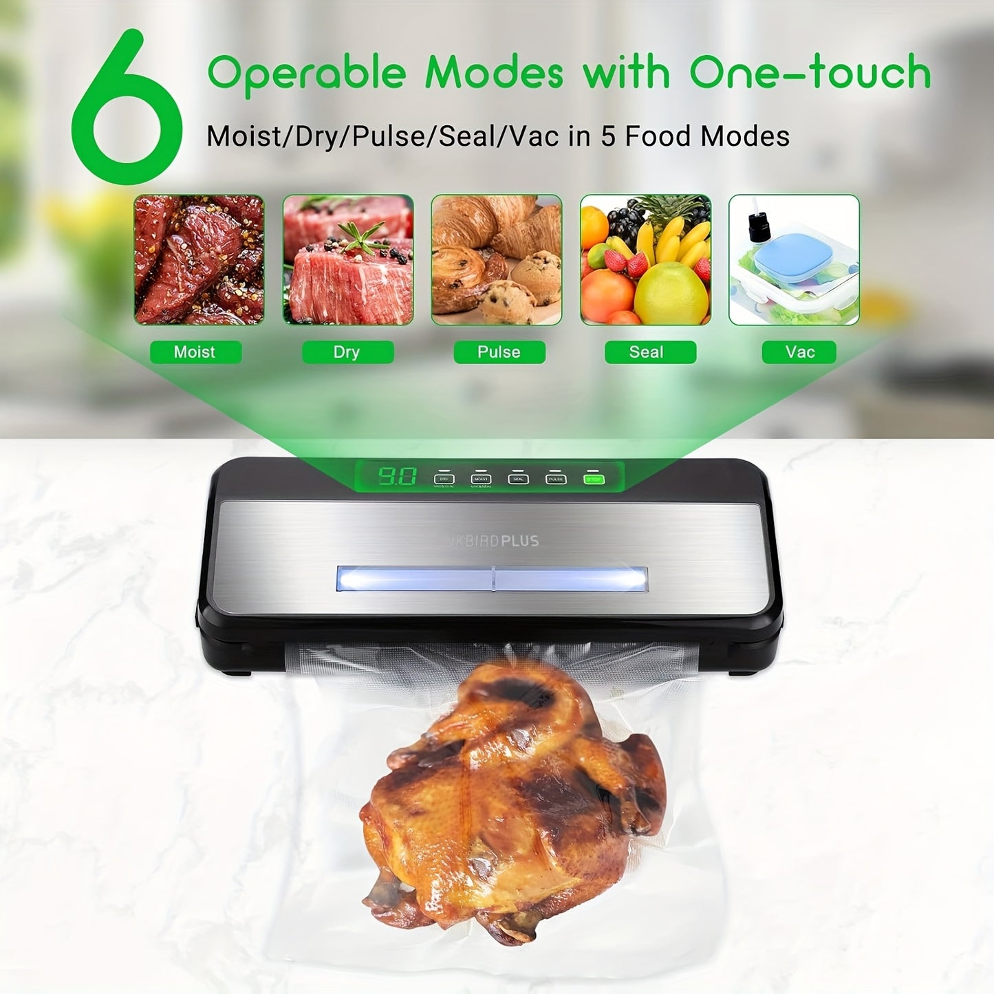 1pc Food Vacuum Sealer Machine 10-In-1 With Bag Storage