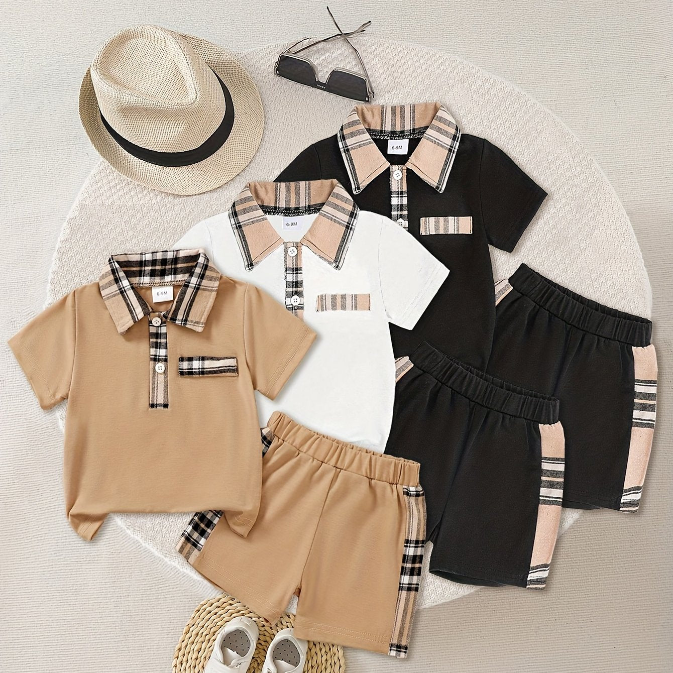 A Set of Six Cute Plaid Collared Shirts for Baby Boys