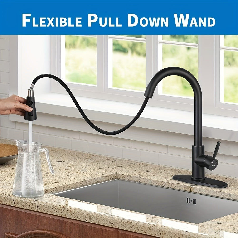 High-Arc Kitchen Faucet with Pull-Down Spray Easy Install