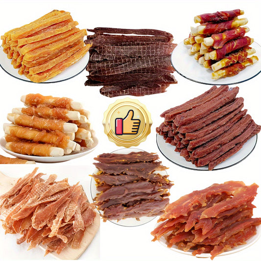 14.11oz 400g Mixed Flavor Series Dog Jerky Chicken and Duck Milk Chewy Treats High Protein Low Fat Long Lasting Durable Training Rewards for Small Medium and Large Dogs
