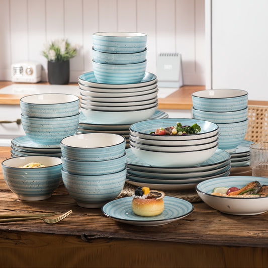 Zenora 24pcs Dinnerware Set Service For 6, Elegant Stoneware