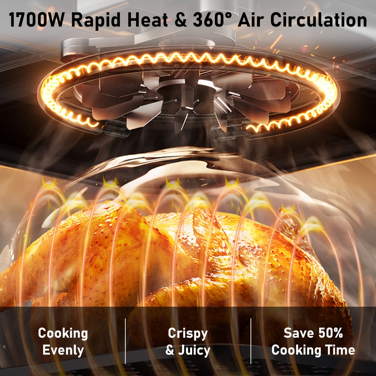 12QT Air Fryer Convection Oven with 10-in-1 Features Grey